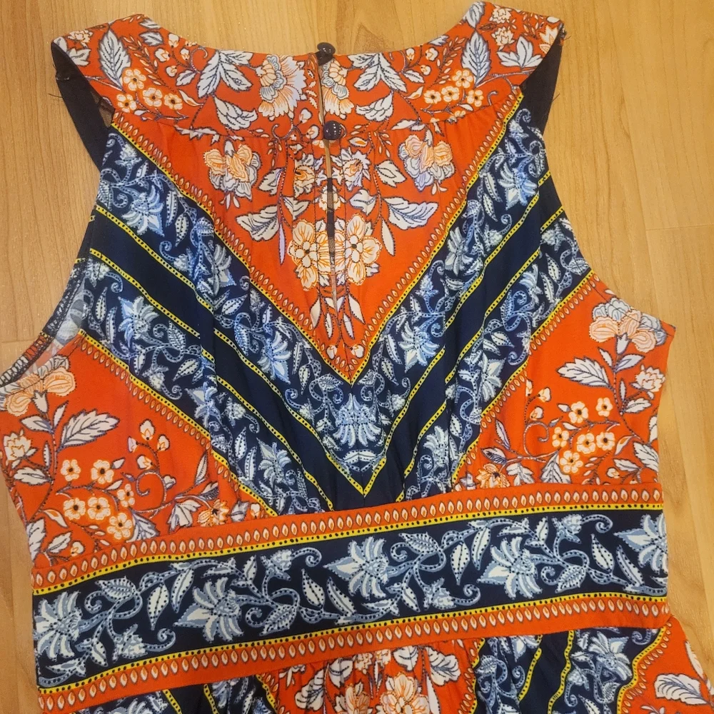 Beautiful Orange and Blue Patterned Women's Dress Size S - Picture 8 of 10